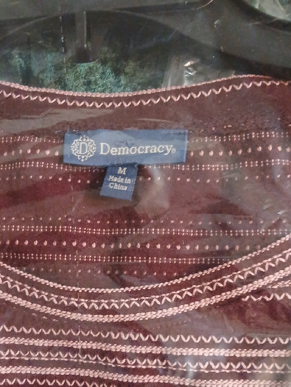 Democracy Dark Boysenberry Top with Light Pink Embroidery. NEVER WORN - Picture 2 of 9